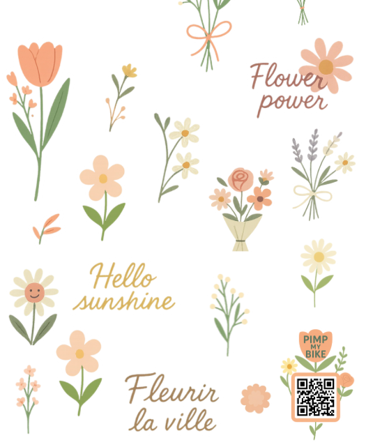 kit stickers vélo floral